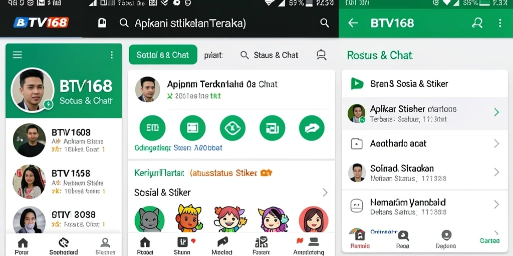 Tampilan antarmuka BTV168 dengan stiker dan status yang menarik.