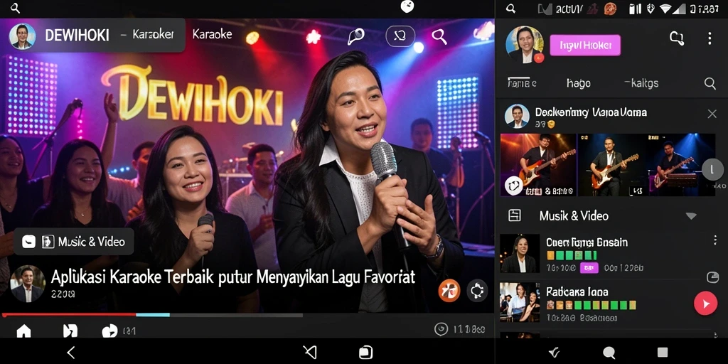Tampilan antarmuka DEWIHOKI dengan fitur karaoke yang menarik
