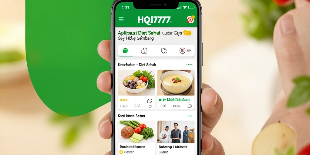 Antarmuka HQ777 yang intuitif untuk aplikasi Diet Sehat.