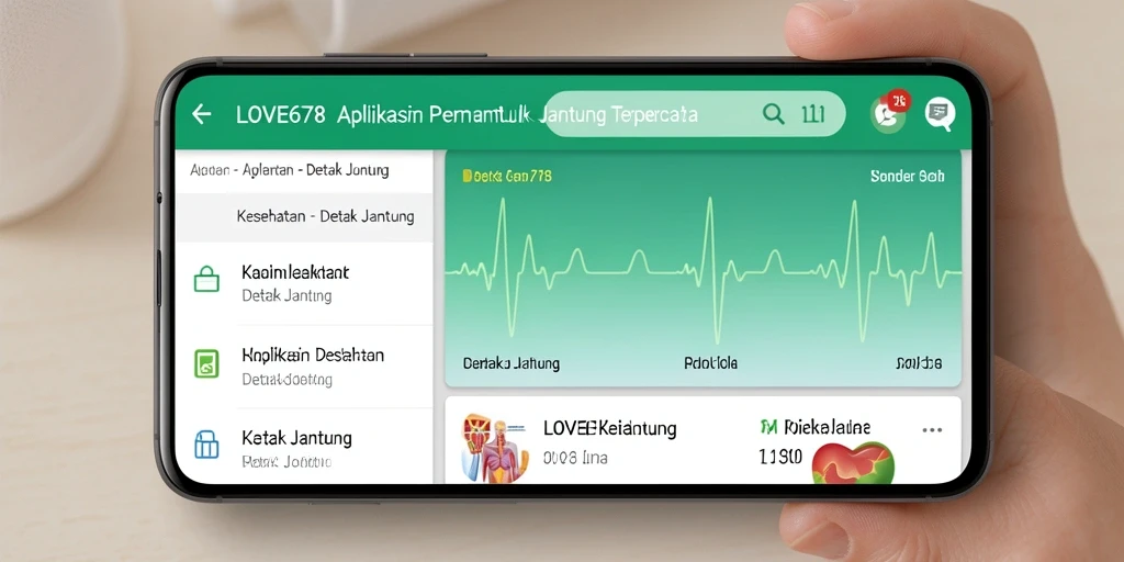 Tampilan antarmuka LOVE678 yang menampilkan pemantauan detak jantung.