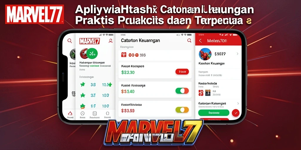 Antarmuka aplikasi MARVEL77 menampilkan fitur Catatan Keuangan yang menarik.