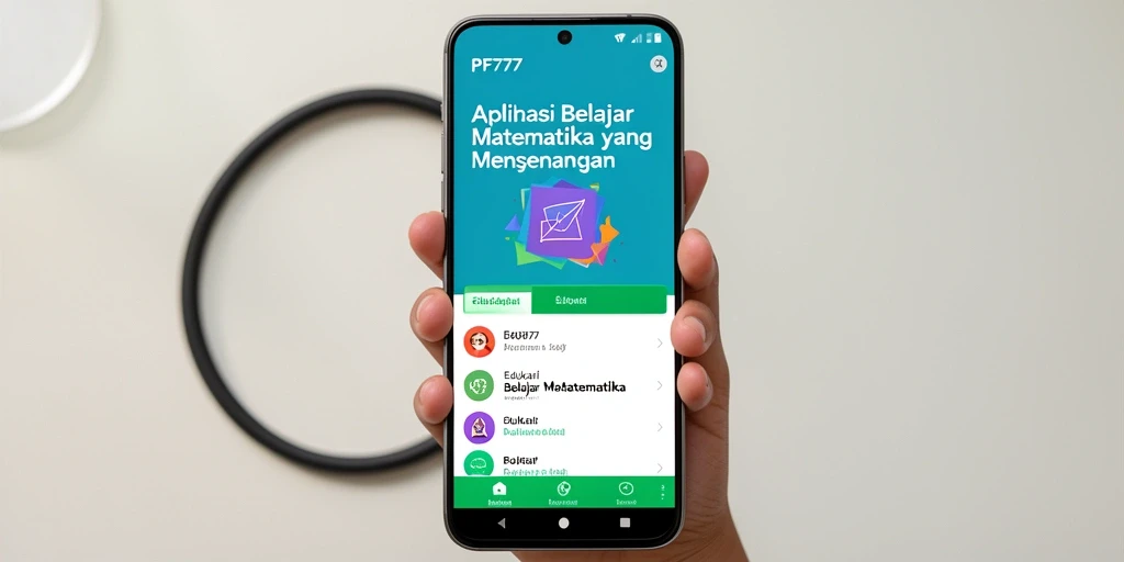 Tampilan antarmuka interaktif dari aplikasi PF777 untuk belajar matematika.