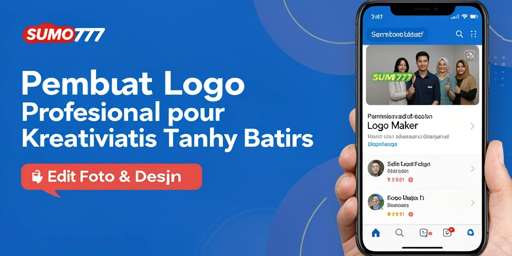 Antarmuka SUMO777 yang intuitif untuk pembuatan logo.