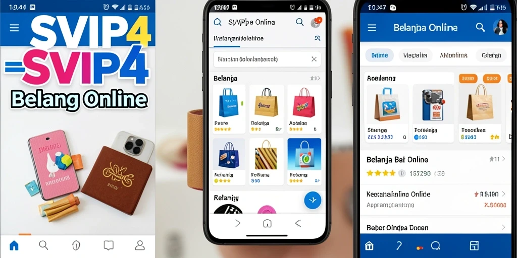 Antarmuka pengguna aplikasi SVIP4 untuk belanja online.